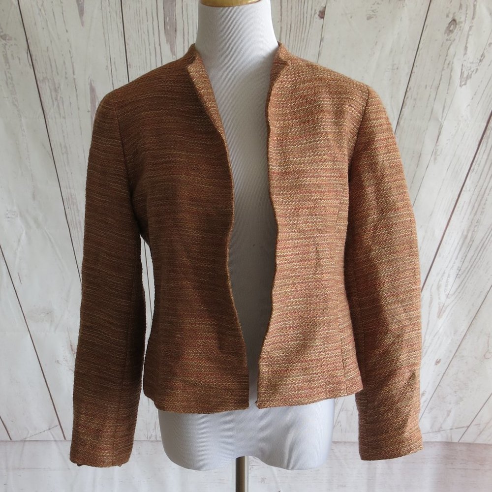 Lafayette 148 New York Wool Blend Open Front Long Sleeve Blazer Jacket - Size 4